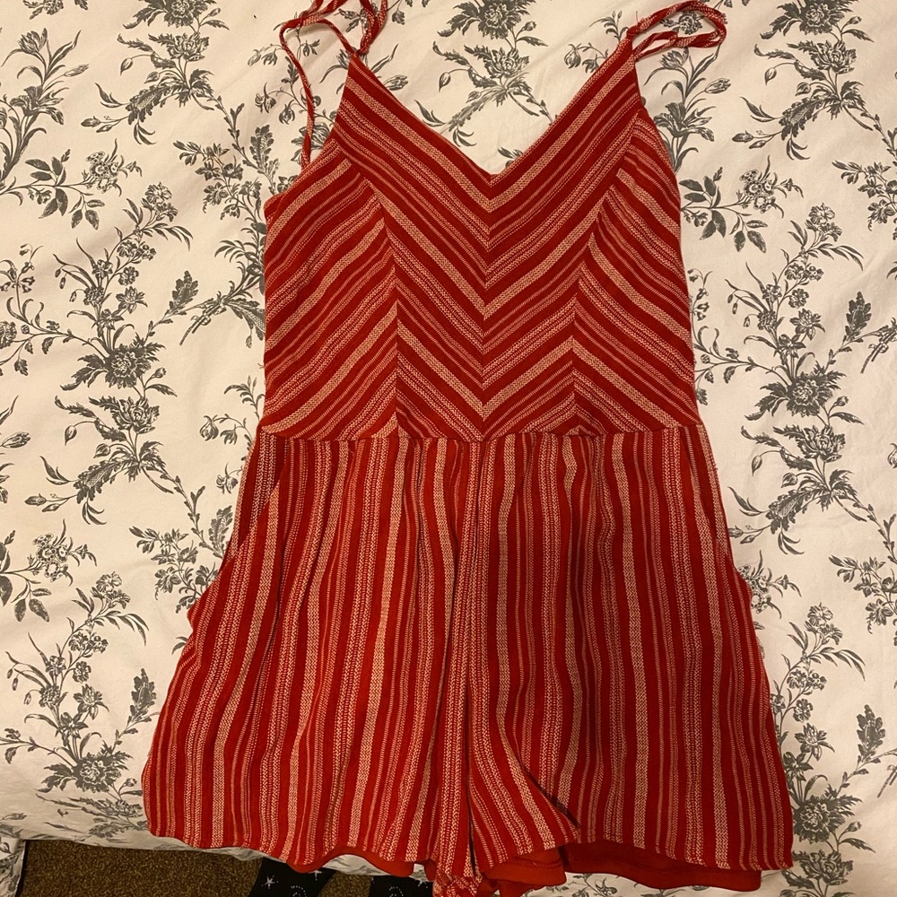 Red striped romper